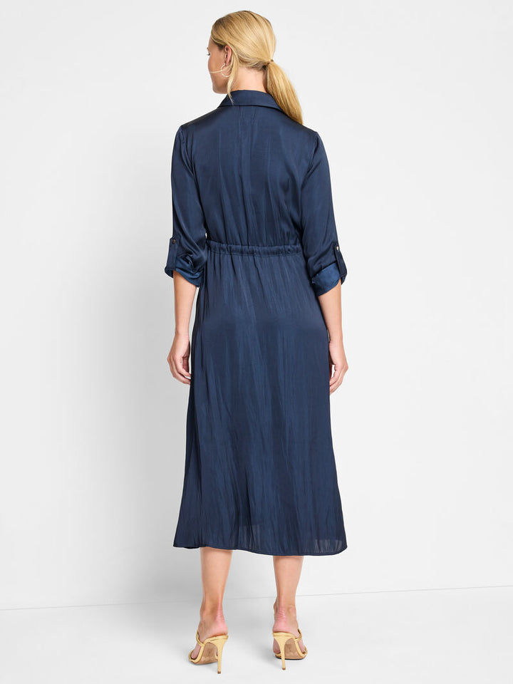 Nic + Zoe Glossy Crinkle Julie Dress Dark Indigo