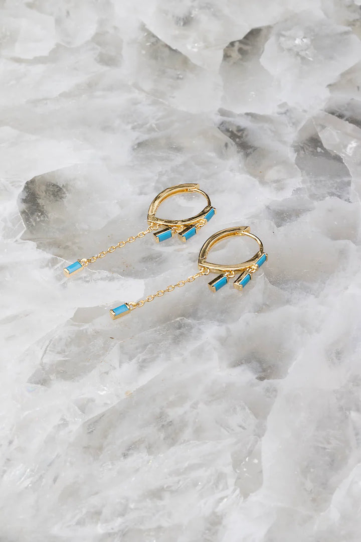 Native Gem Sparkler Huggies in Turquoise