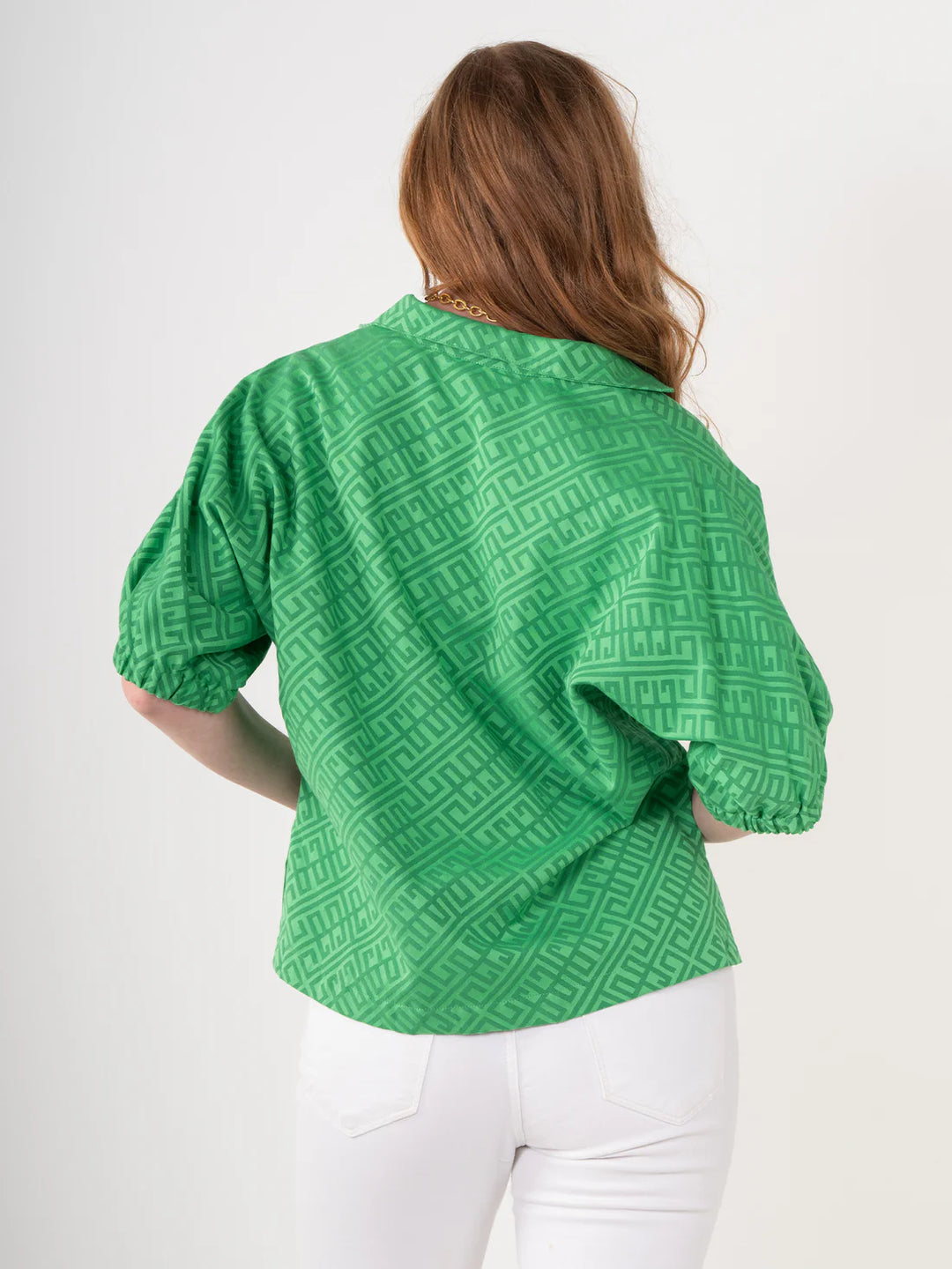 Emily Mccarthy Poppy Top in Fairway Green Monogram