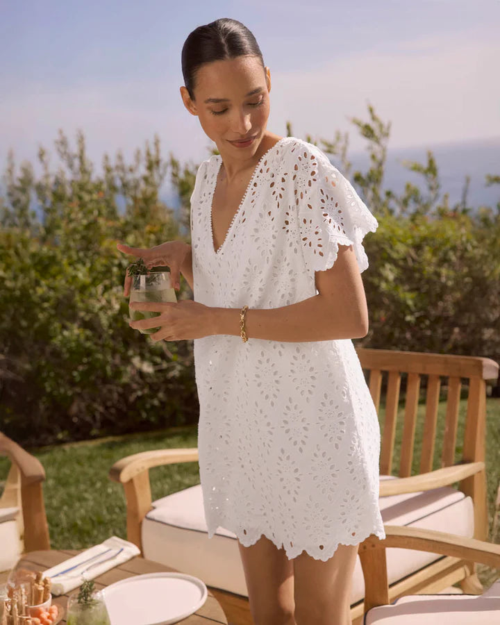 Sandro Eyelet Dress in White