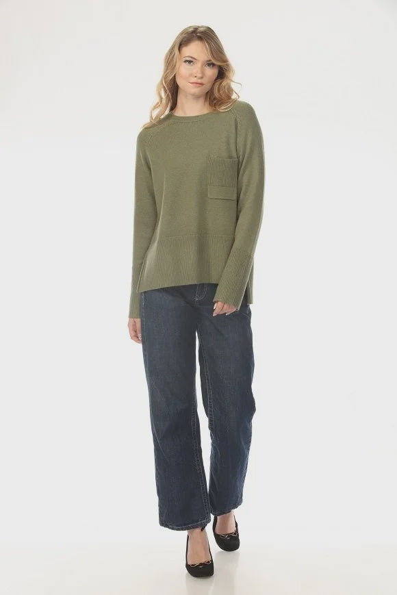 Nora Pocket Knit Sweater in Olive