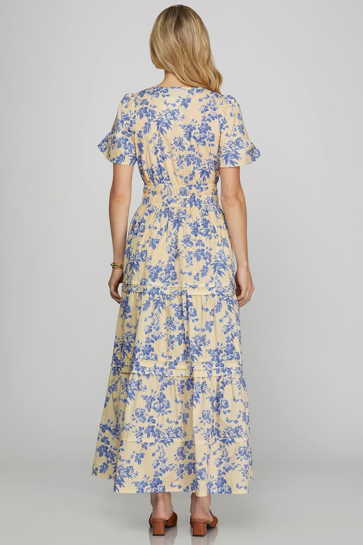 Where My Heart is Blue Printed Cream Dress