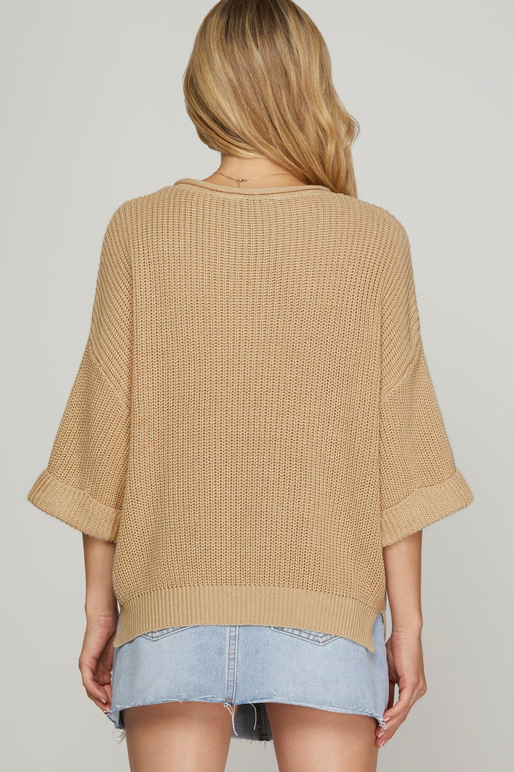Simply The Vibe Sweater in Taupe