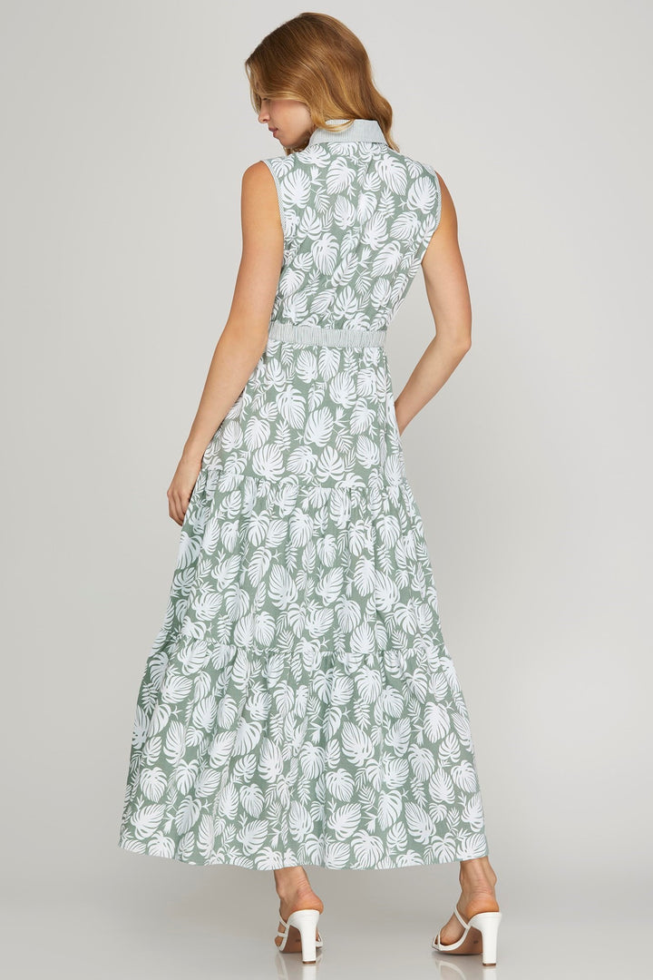 This Slate Tropical Printed Maxi Dress