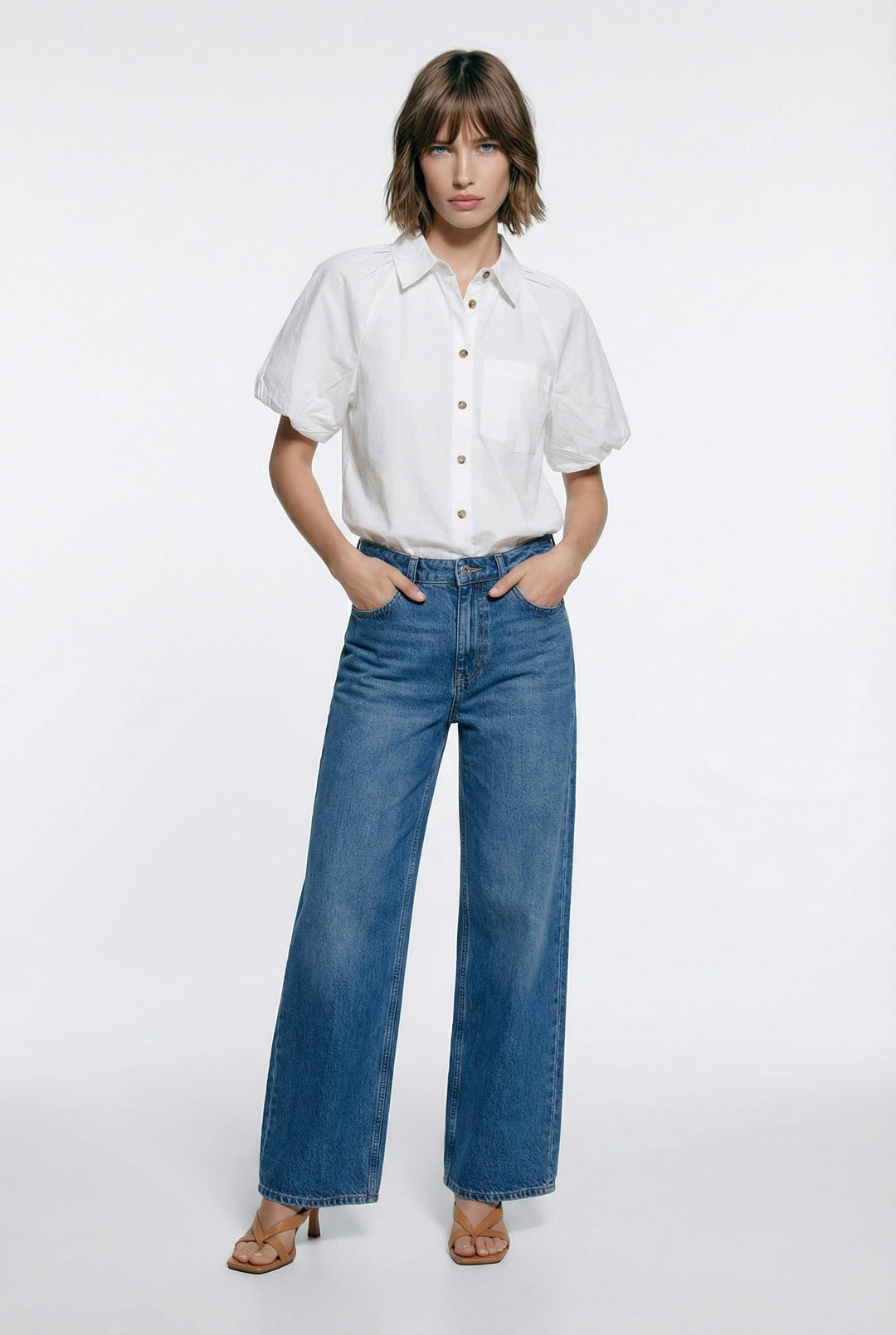 White Solid Pocket Top