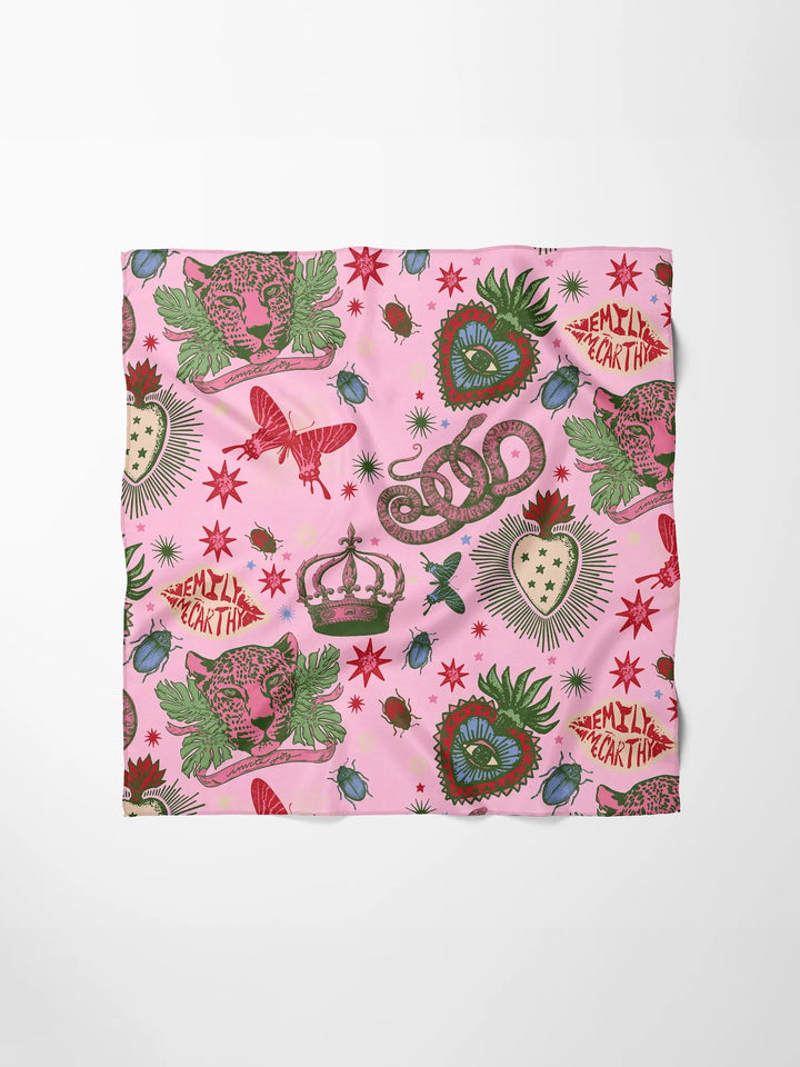Emily Mccarthy Hand-Stitched Silk Scarf in Iconic Joy