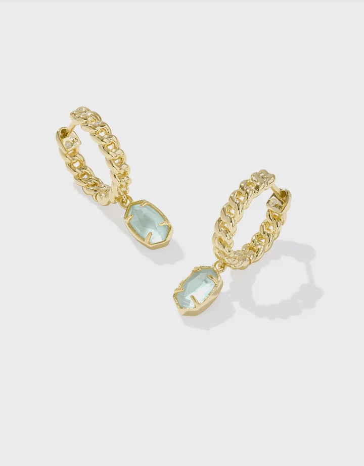 Kendra Scott Gold Emilie Huggie Earrings in Light Blue Illusion