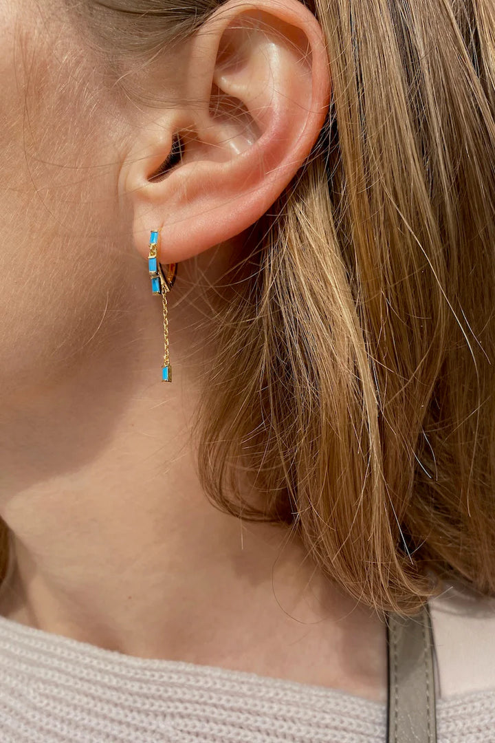 Native Gem Sparkler Huggies in Turquoise