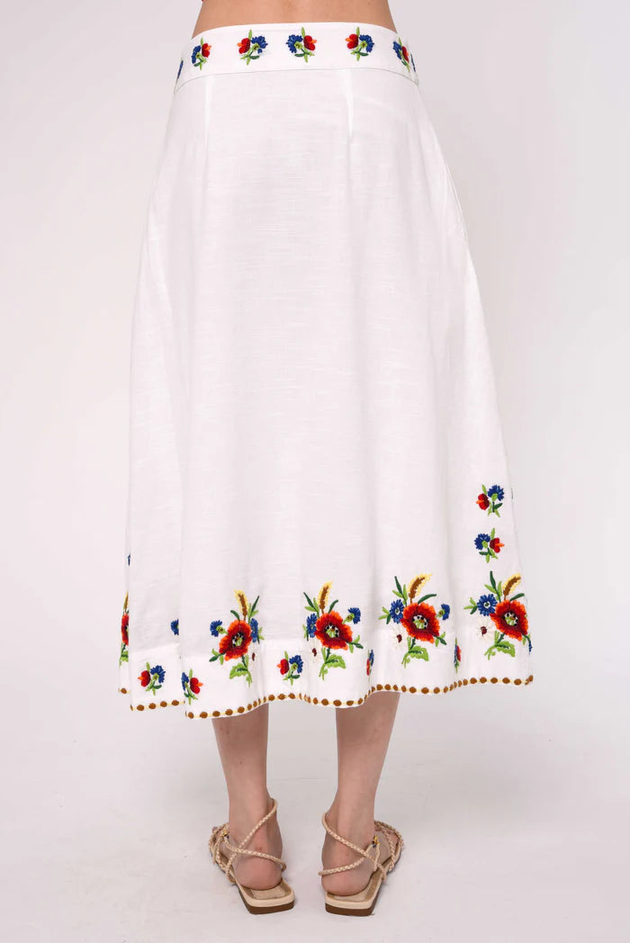 Love The Label Berri Midi Skirt in May Morris Embroidery