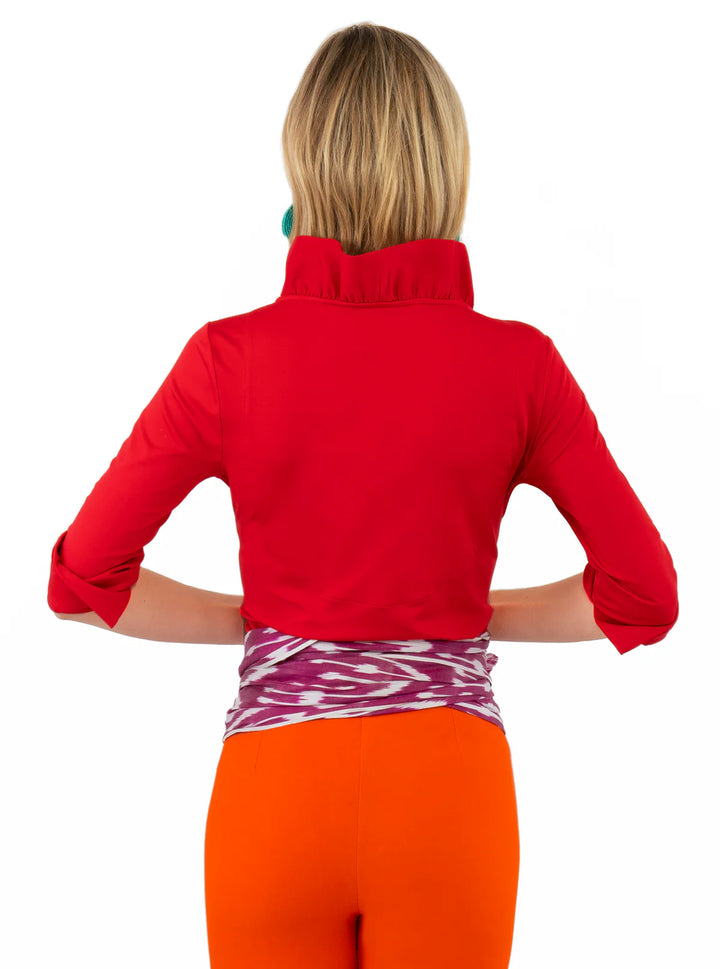 Gretchen Scott Ruffneck Top in Crimson