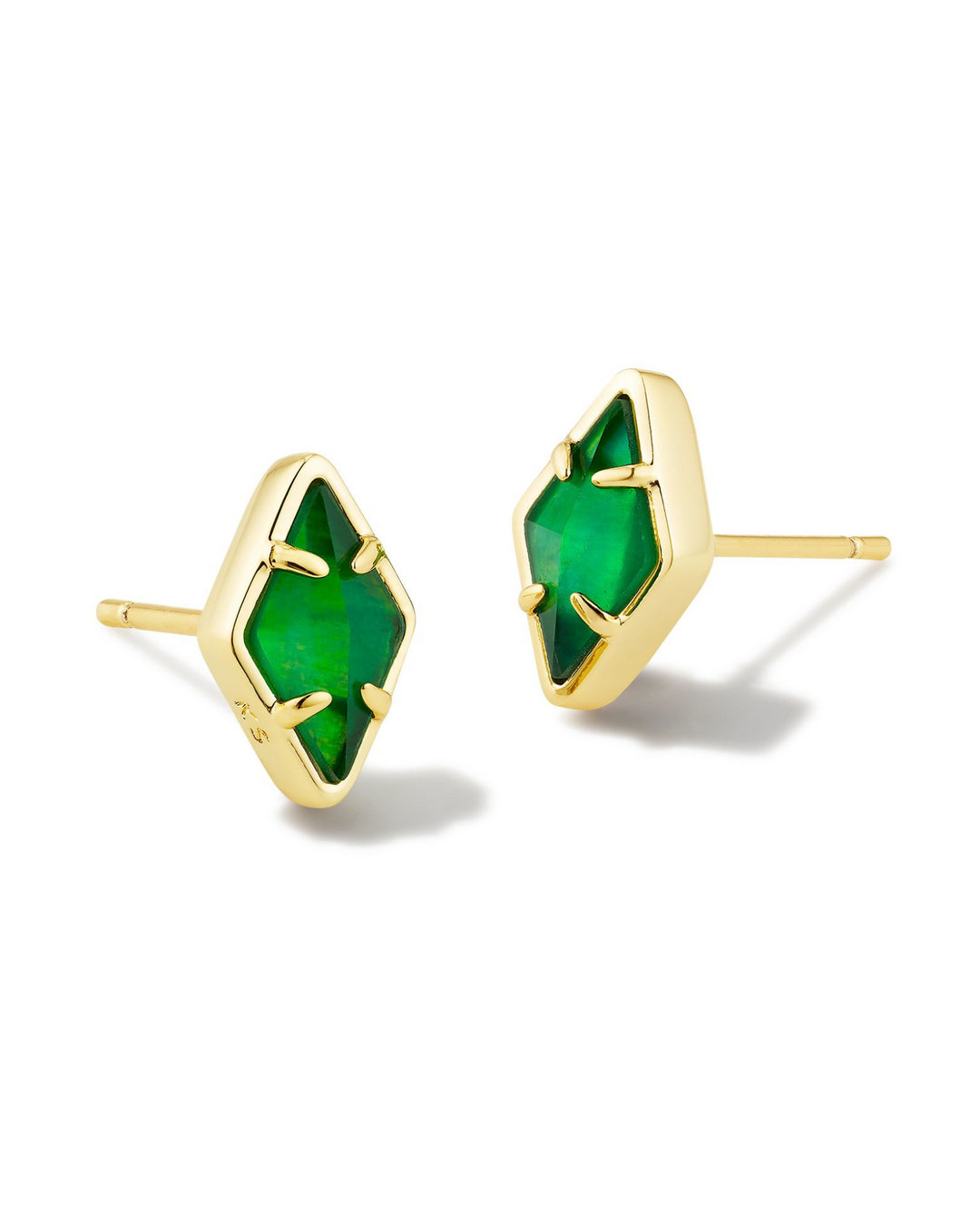 Kendra Scott Kinsley Gold Stud Earrings in Gold Kelly Green Illusion
