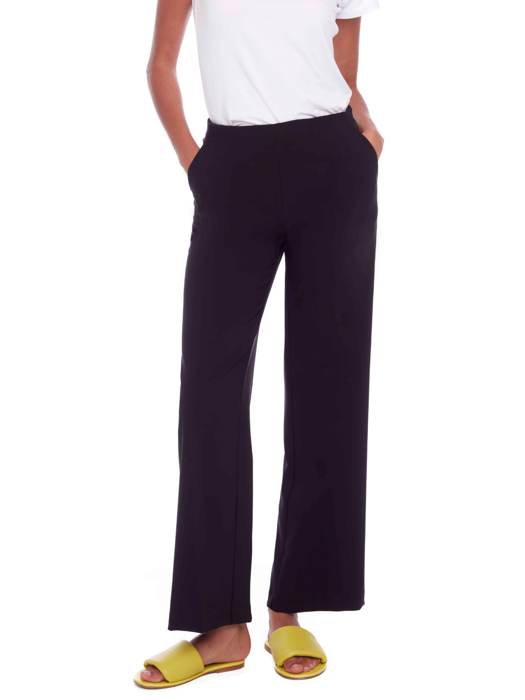 UP! Solid Wide Leg Palermo Pant in Black