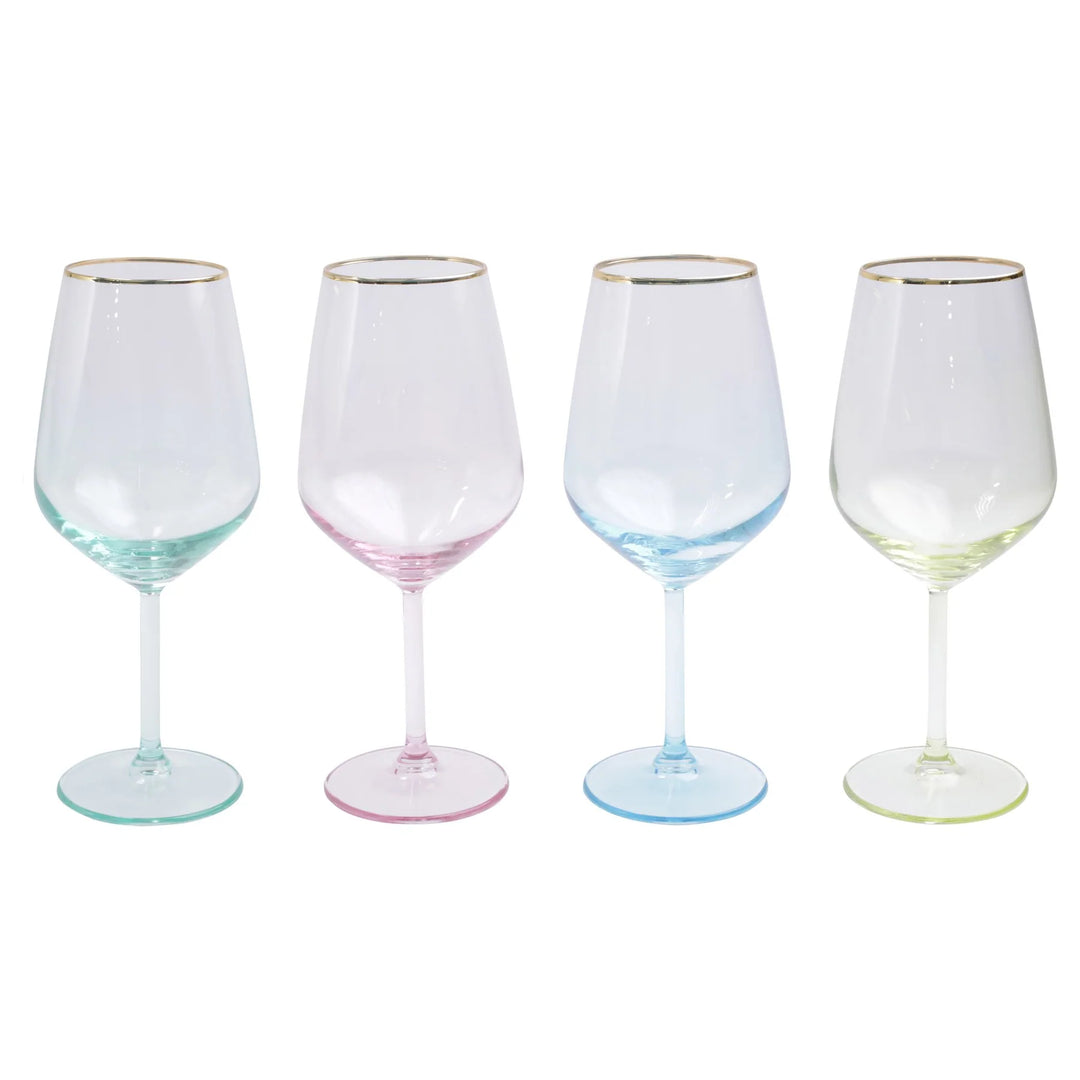 VIETRI Rainbow Assorted Wine Glasses Set of 4