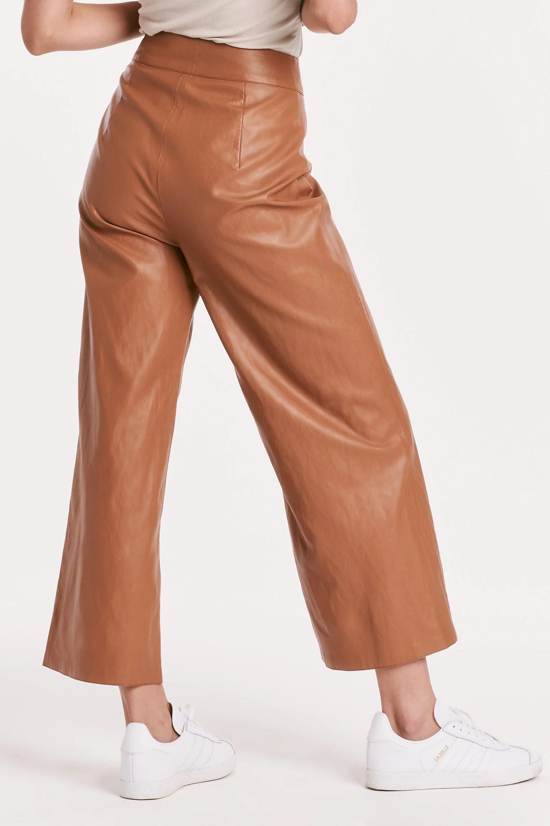 Wide Leg Cropped Vegan Leather Pant