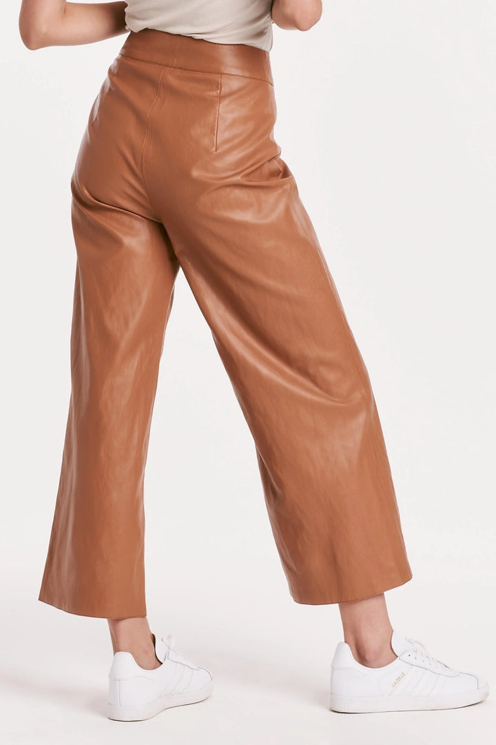 Wide Leg Cropped Vegan Leather Pant