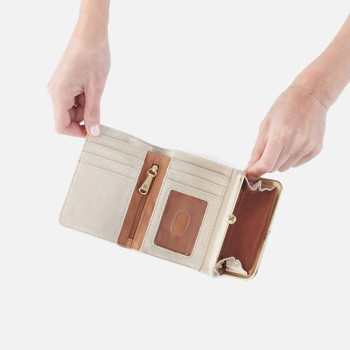 Hobo Robin Compact Wallet in Sand Shimmer