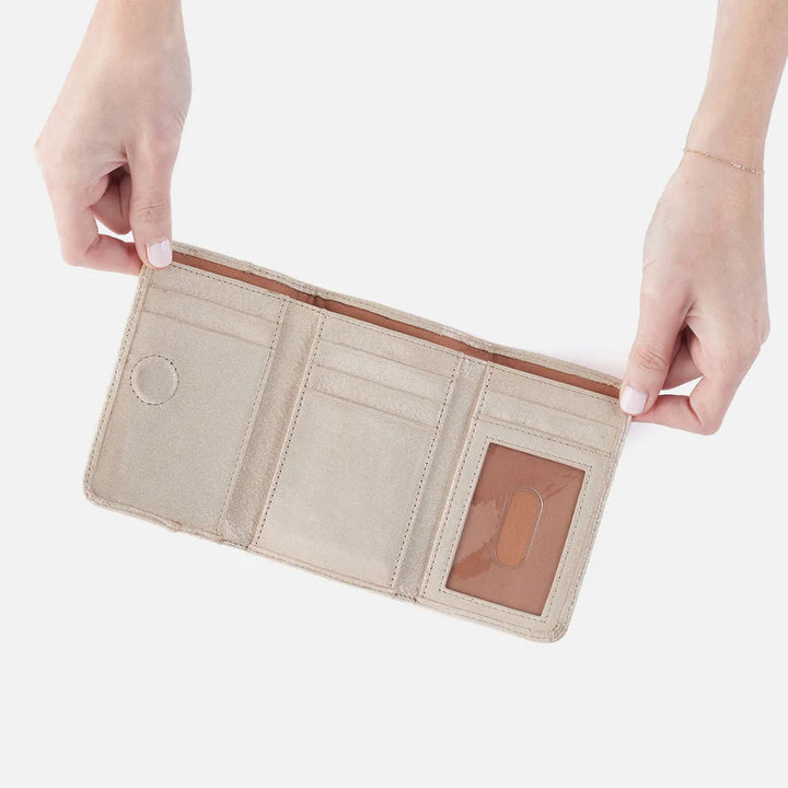 Hobo Jill Trifold Wallet in Sand Shimmer