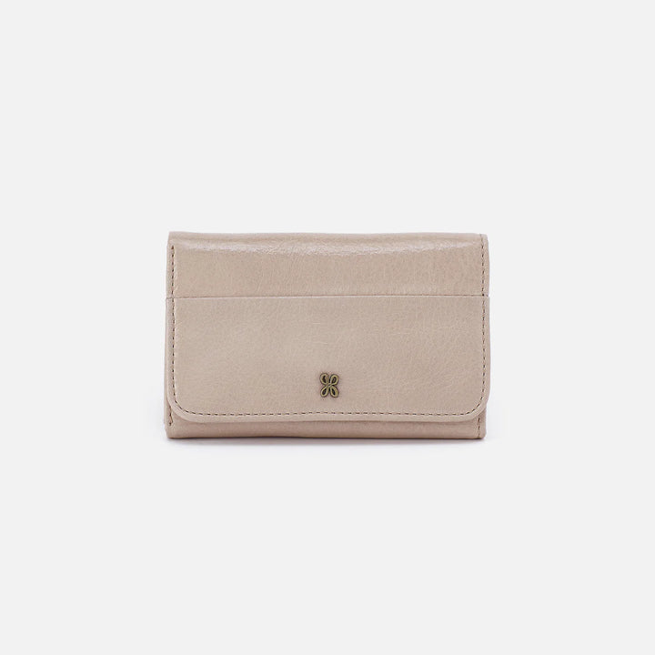 Hobo Jill Trifold Wallet in Stone Gloss