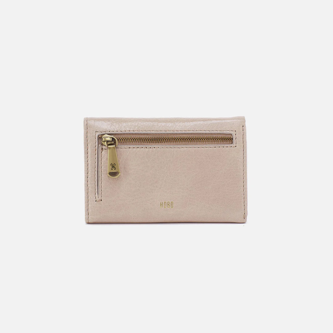 Hobo Jill Trifold Wallet in Stone Gloss