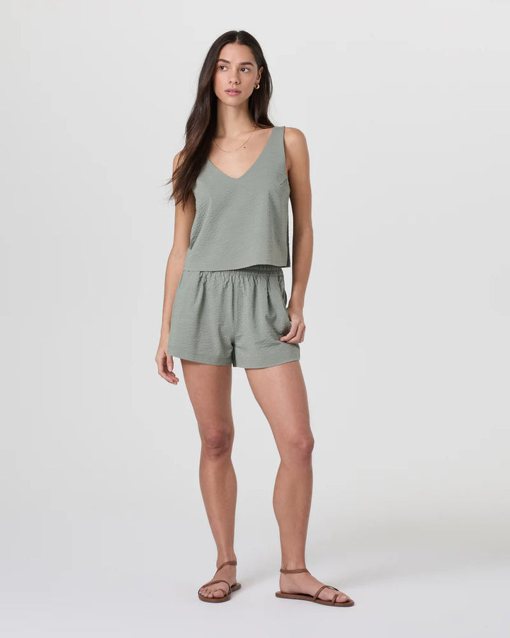 vuori Women's Villa Textured Crop Tank in Laurel