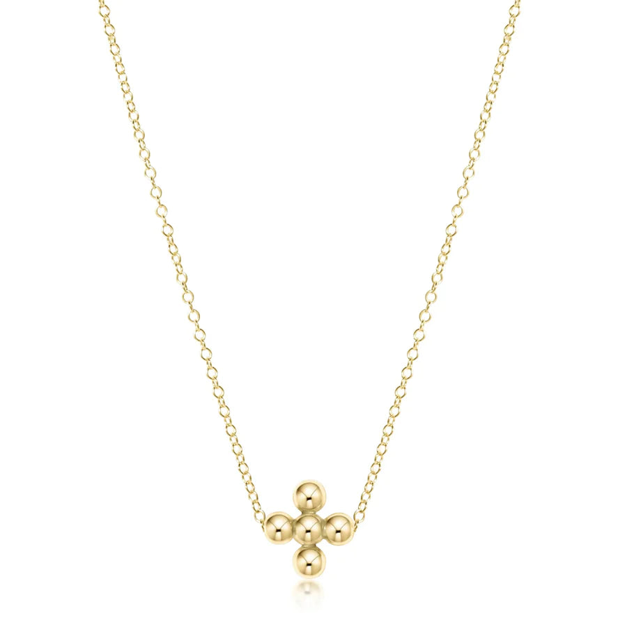 Enewton 16" necklace gold - classic beaded signature cross gold - 4mm bead gold