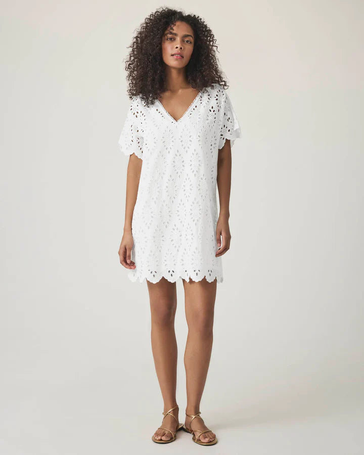 Sandro Eyelet Dress in White
