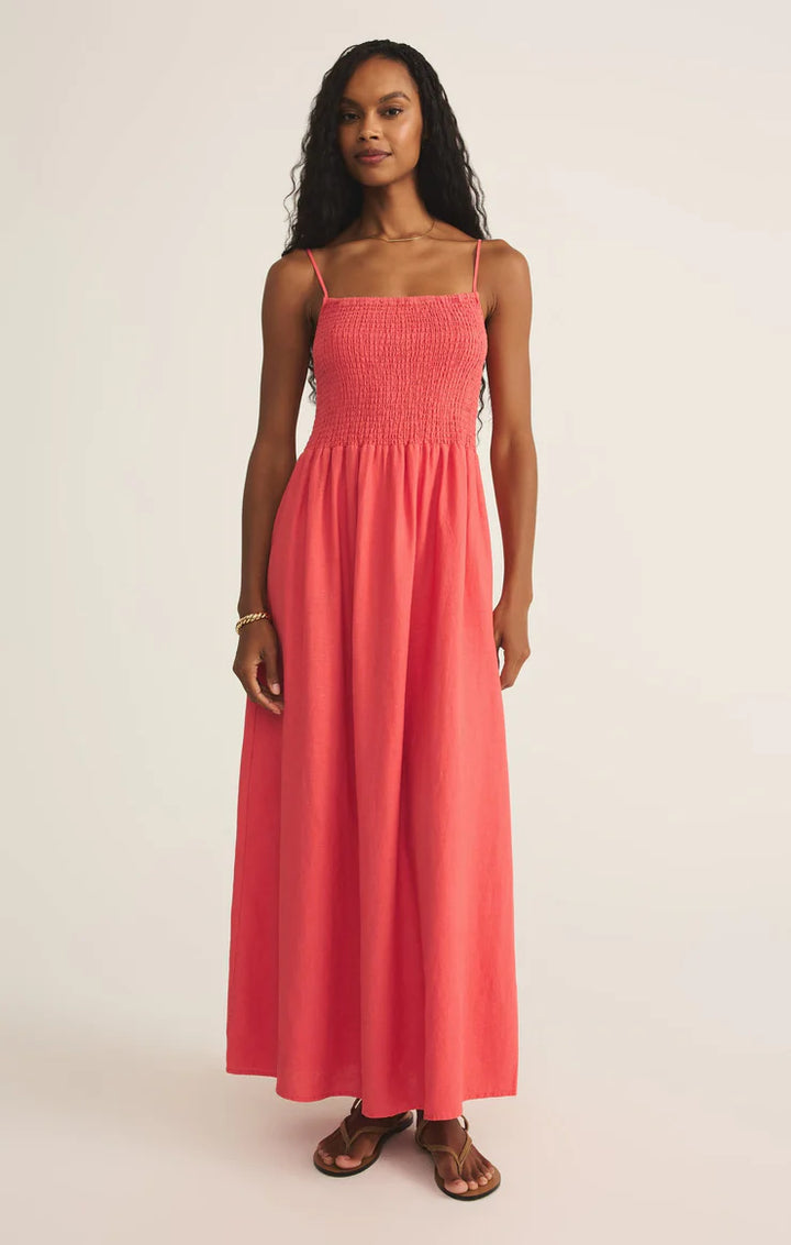 Z Supply Bayside Linen Maxi Dress in Persimmon