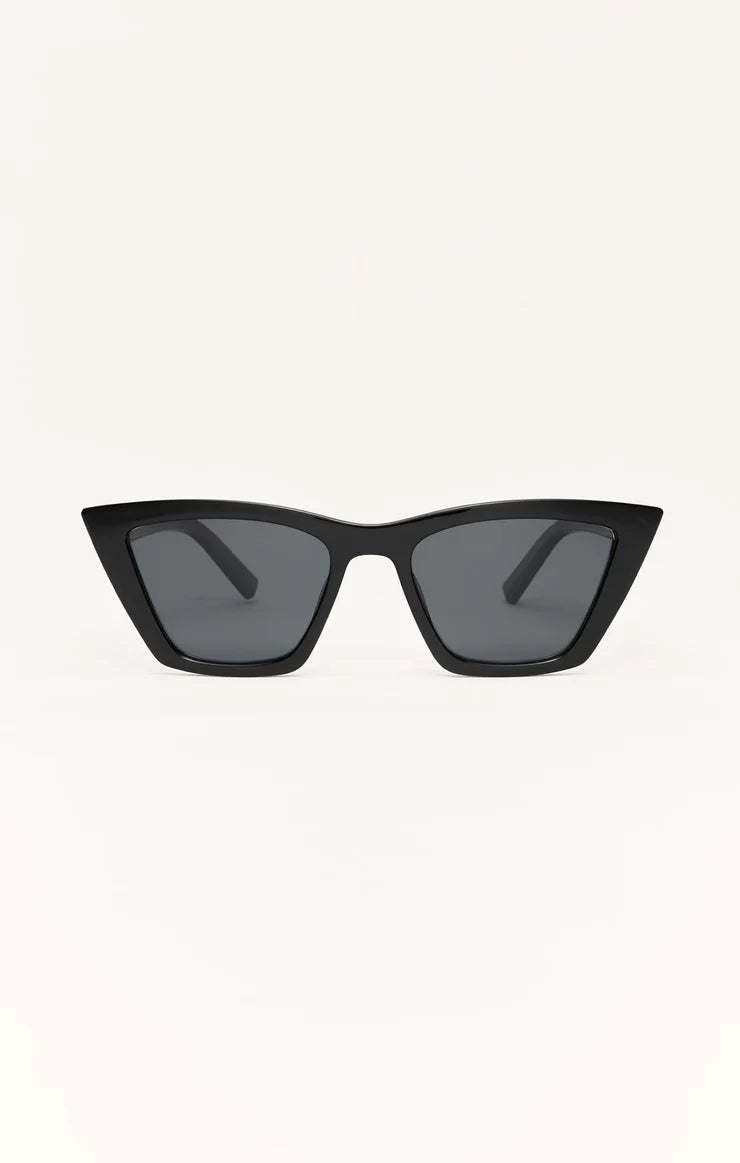 Z Supply Villa Polarized Sunglasses in Polished Black - Grey
