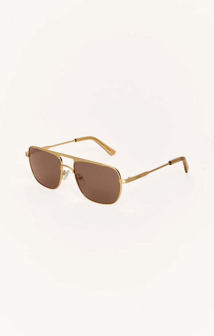 Z Supply Skyline Polarized Sunglasses in Gold - Brown