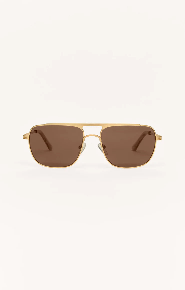 Z Supply Skyline Polarized Sunglasses in Gold - Brown