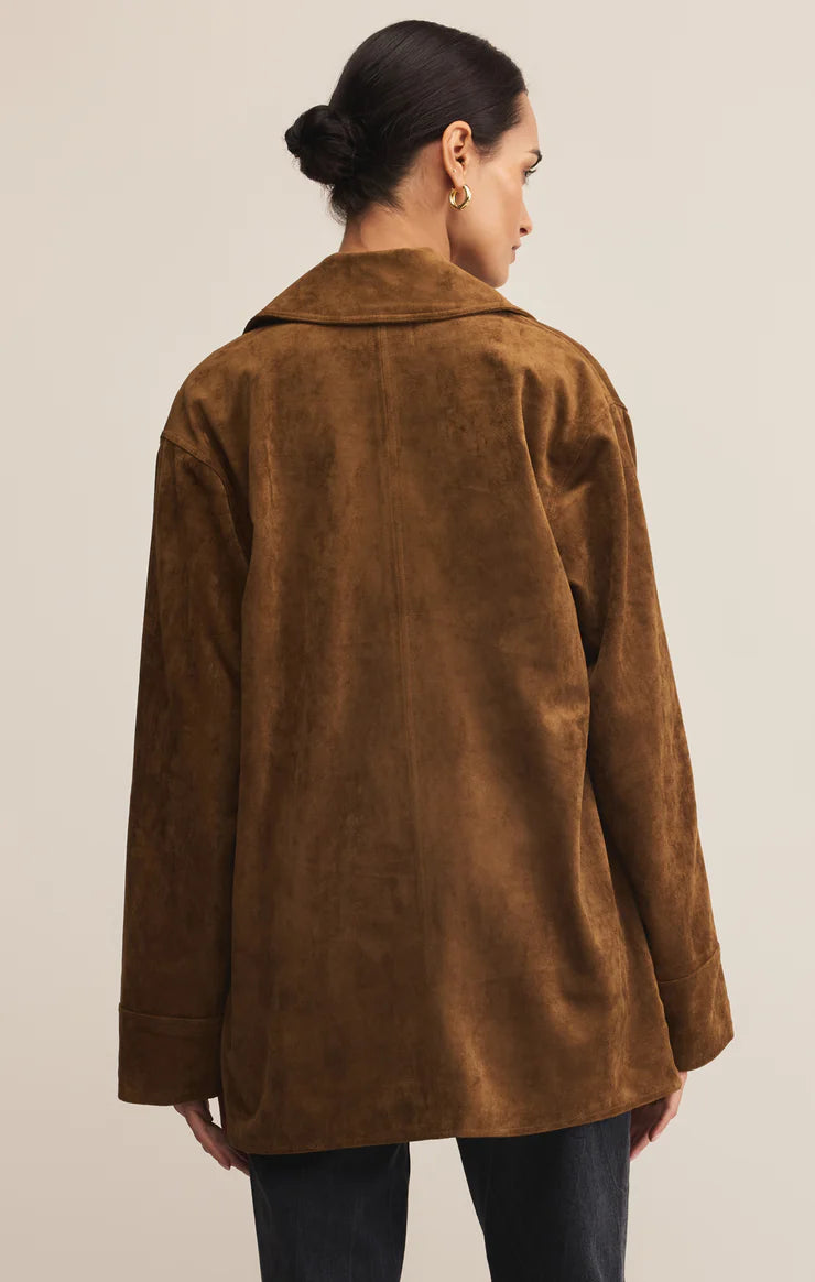 Z Supply Decker Faux Suede Chore Coat in Coconut
