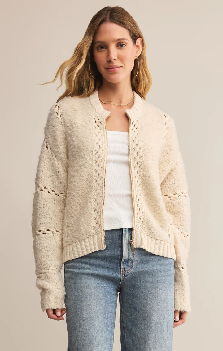 Z Supply Sundance Zip-Up Sweater Jacket in Crystal