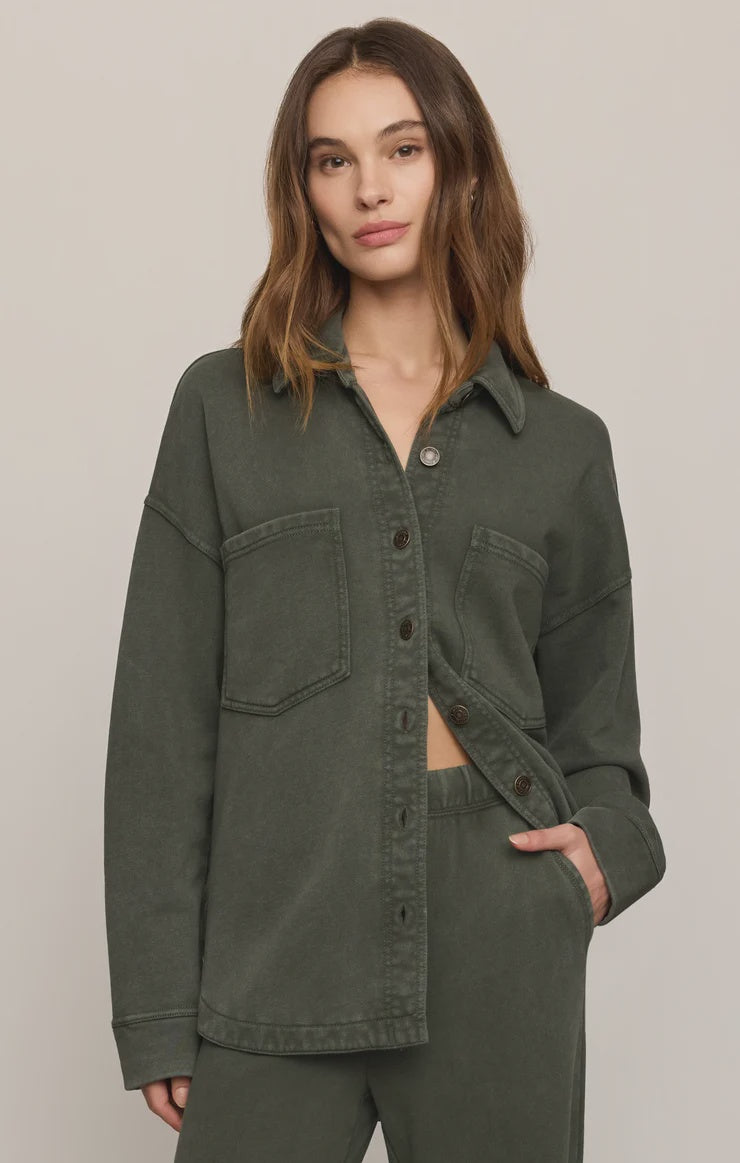 Z Supply All Day Knit Jacket in Classic Olive