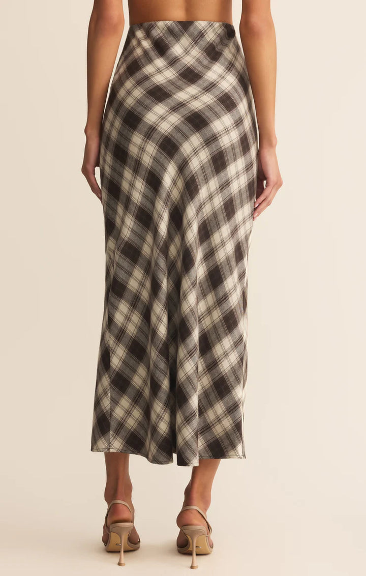 Z Supply Europa Plaid Midi Skirt in Black