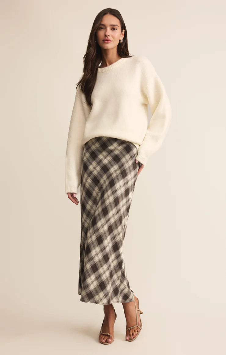 Z Supply Europa Plaid Midi Skirt in Black