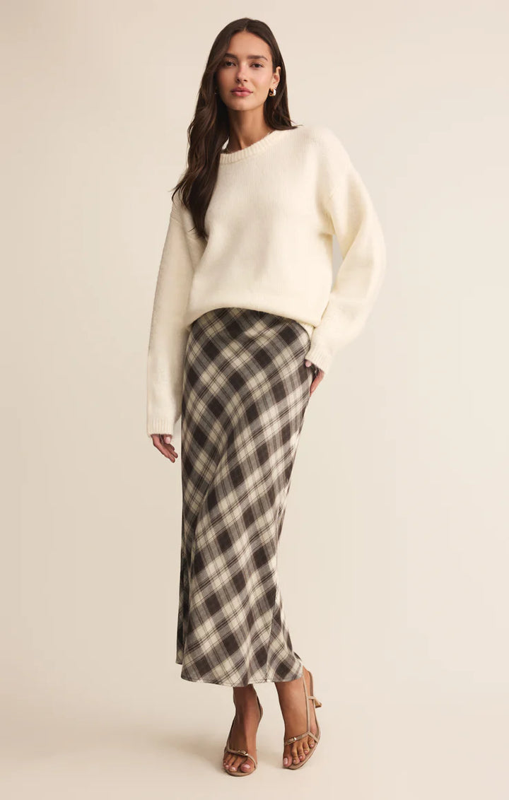 Z Supply Europa Plaid Midi Skirt in Black