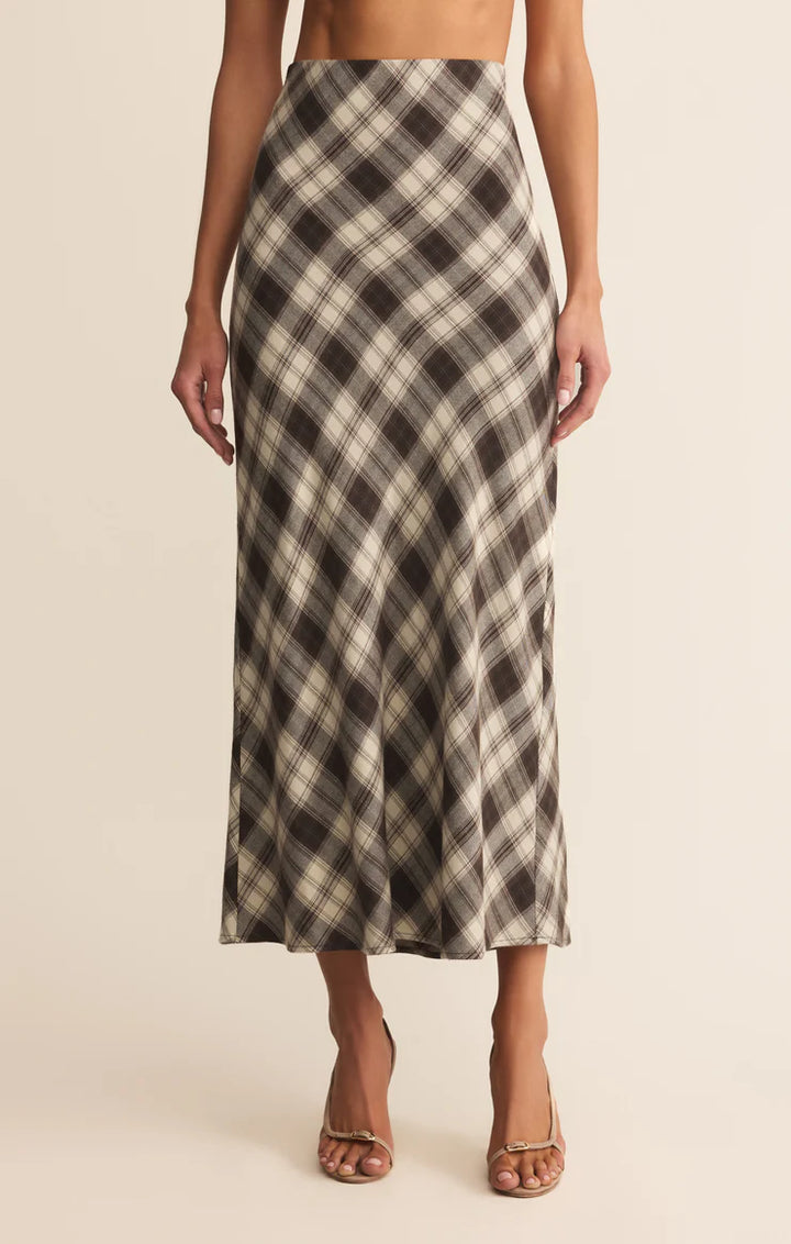 Z Supply Europa Plaid Midi Skirt in Black