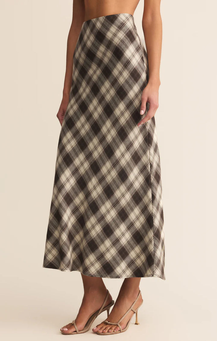 Z Supply Europa Plaid Midi Skirt in Black