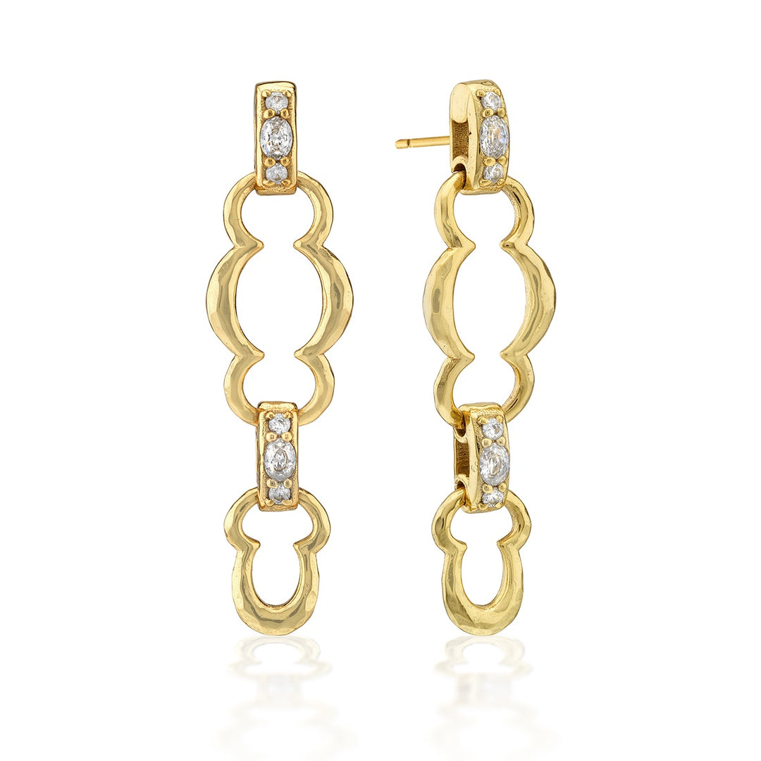 Capucine De Wulf Maharani Grande Double Drop Earrings - Clear Cubic