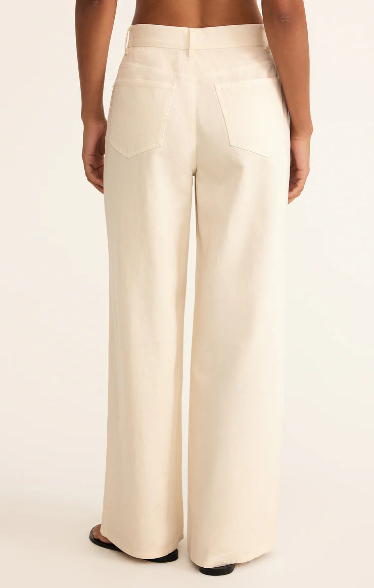 Z Supply Mia Luxe Soft Denim Pant in Off White