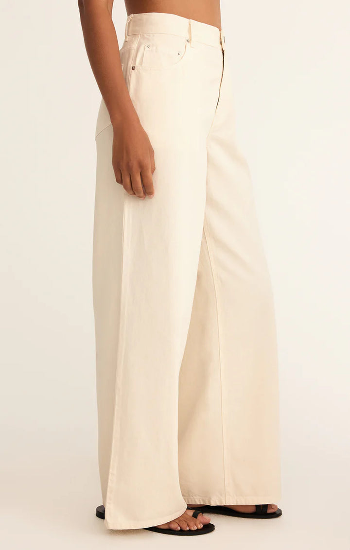 Z Supply Mia Luxe Soft Denim Pant in Off White