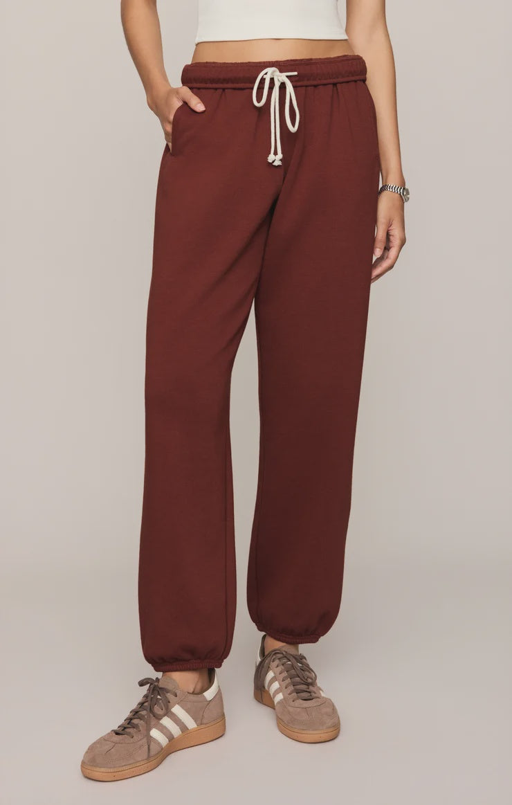 Z Supply Uptown Classic Fleece Jogger in Velvet Rouge