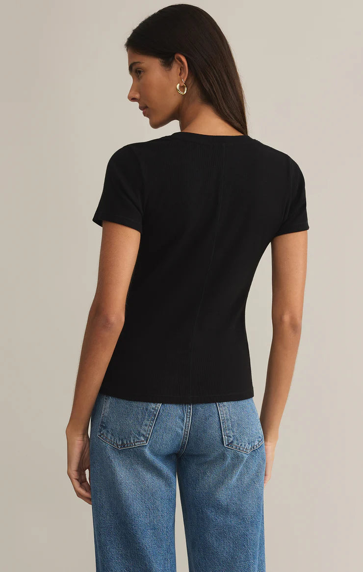 Z Supply Sirena Short Sleeve Rib Tee in Black