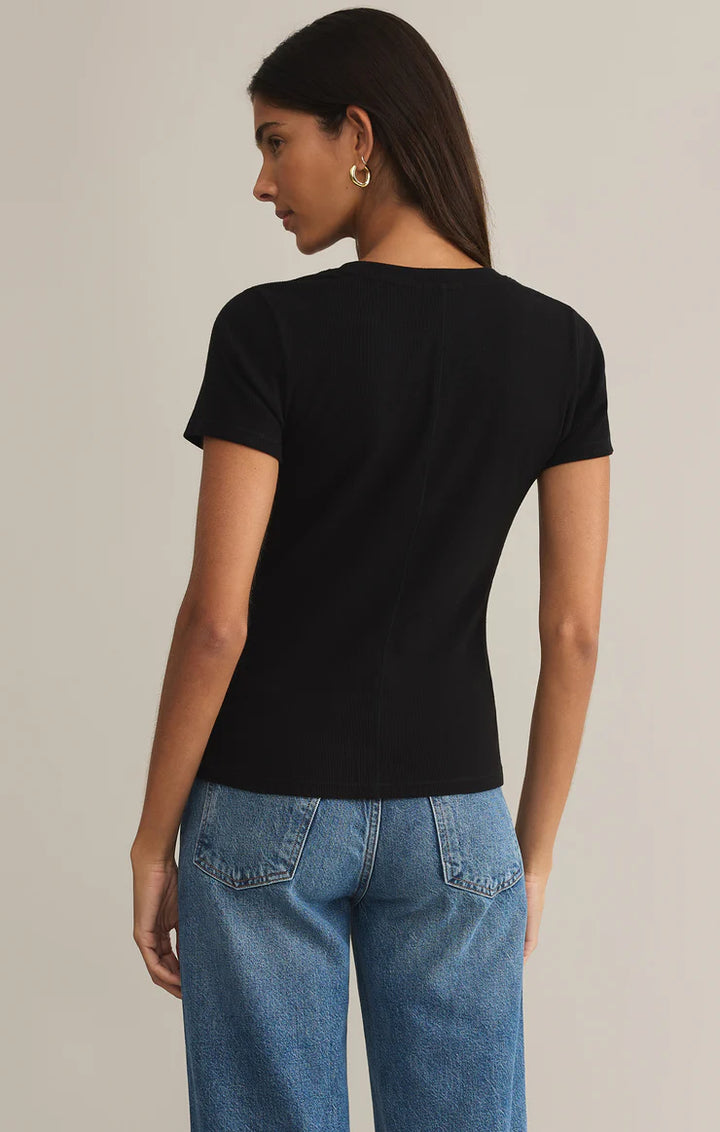Z Supply Sirena Short Sleeve Rib Tee in Black