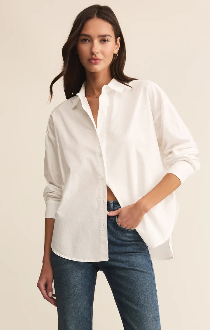 Z Supply Elevated Poplin Button Up in White