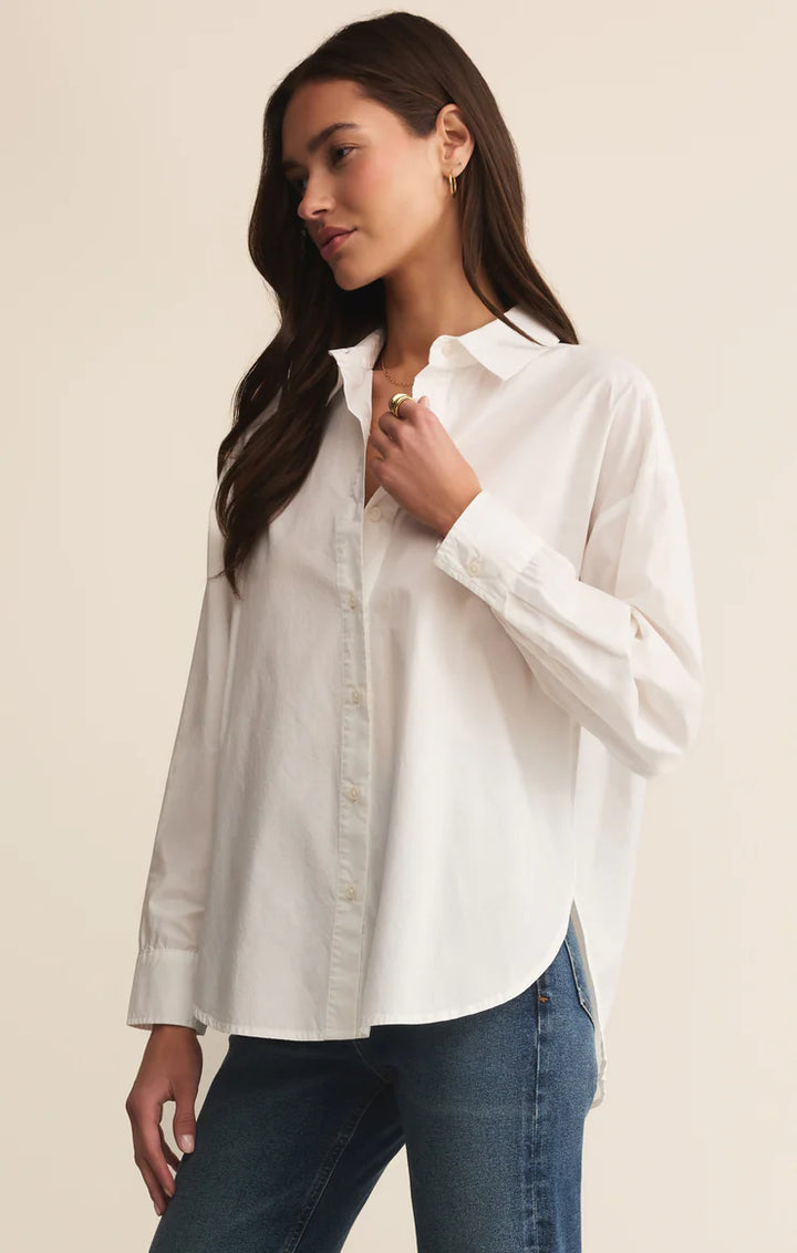 Z Supply Elevated Poplin Button Up in White