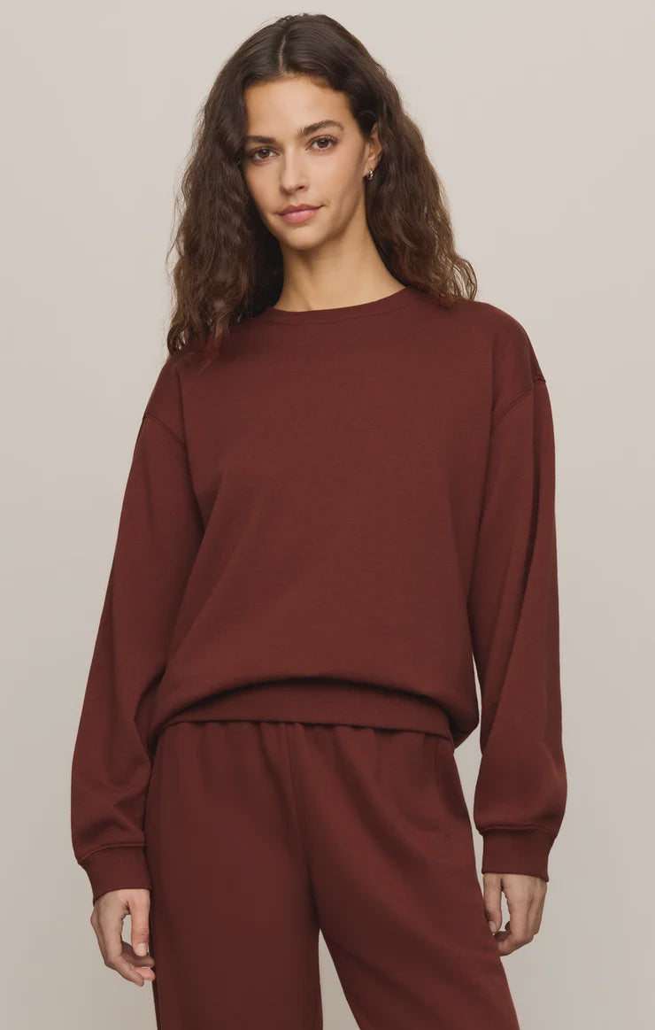 Z Supply Classic Boyfriend Sweatshirt in Velvet Rouge