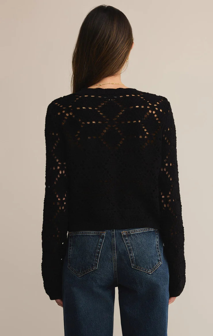 Z Supply Rosalyn Diamond Sweater Cardigan in Black