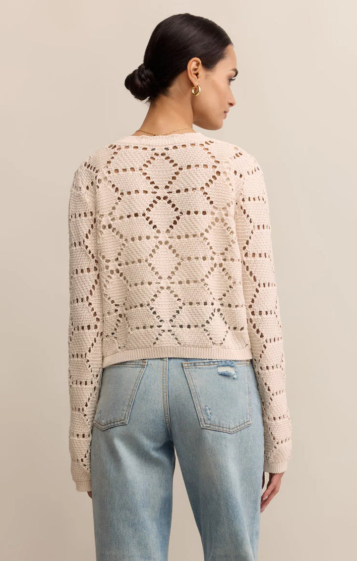 Z Supply Rosalyn Diamond Sweater Cardigan in Crystal