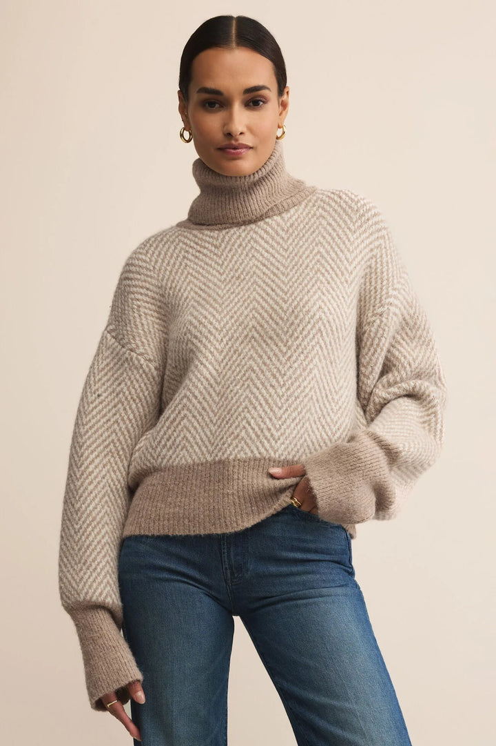 Z Supply Balkan Funnel Neck Sweater in Smoked Heather